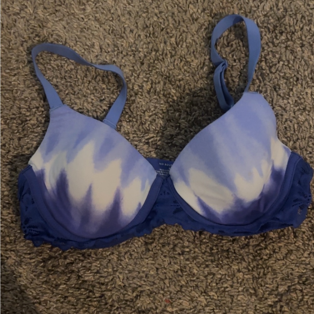 Blue and White Women's Bra